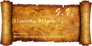 Ilovszky Vilmos névjegykártya